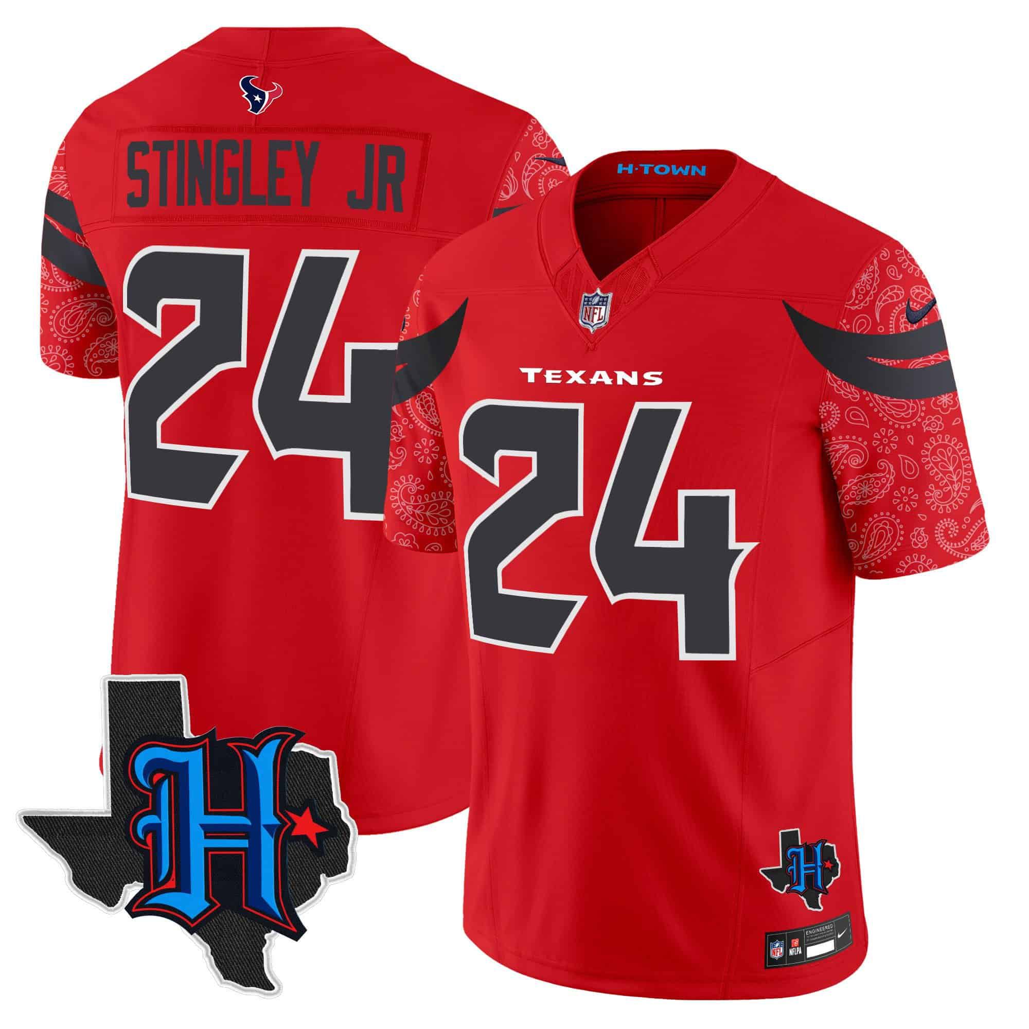 Men Houston Texans #24 Stingley jr Red 2024 Nike Texas Patch Vapor Limited NFL Jersey->indianapolis colts->NFL Jersey